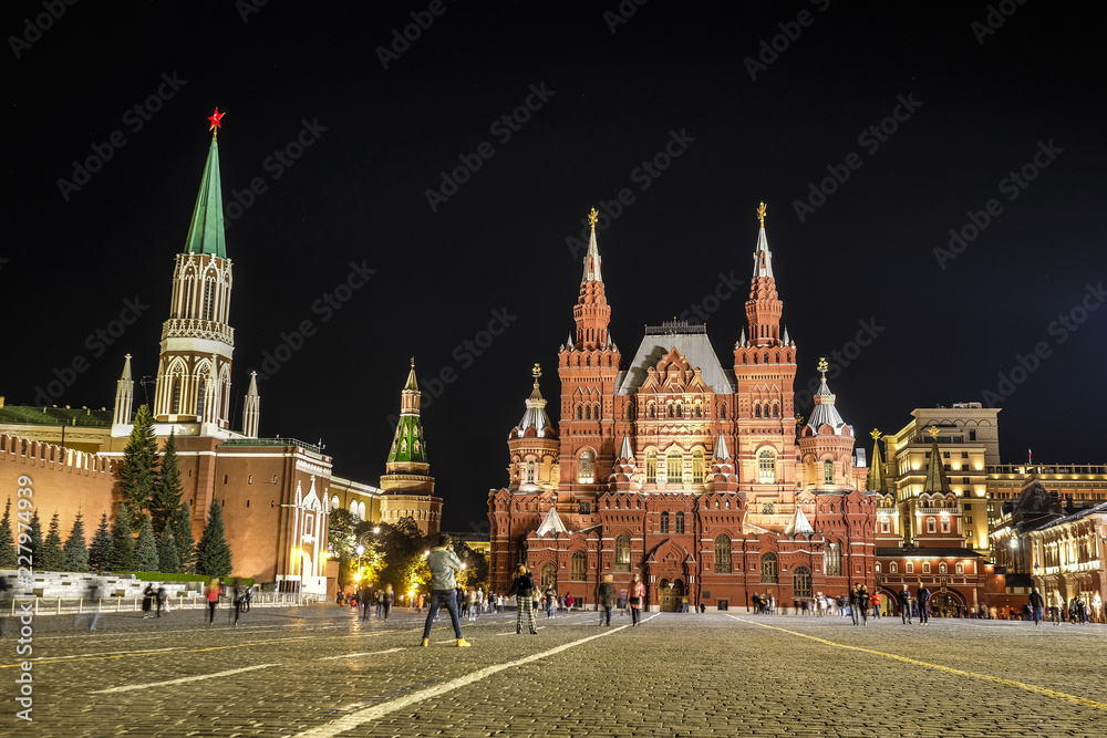 Moscow, Russia - October,   , 2018: Red Square in Moscow at night