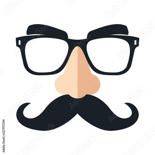 Disguise mask. Funny glasses. Vector