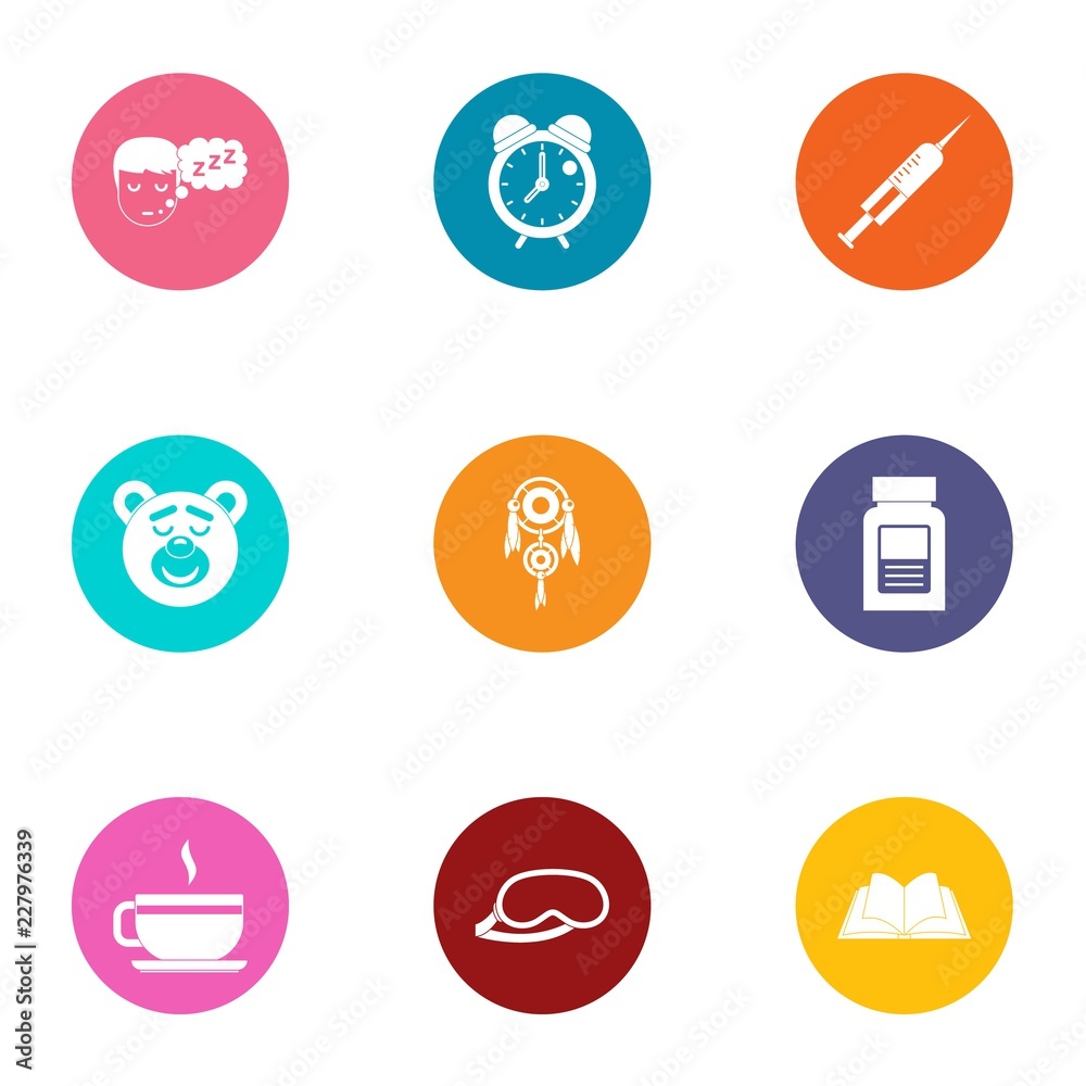 Long dream icons set. Flat set of 9 long dream vector icons for web isolated on white background Long dream icons set. Flat set of 9 long dream vector icons for web isolated on white background
