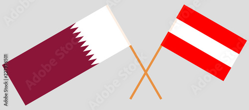 Austria and Qatar. The Austrian and Qatari flags. Official colors. Correct proportion. Vector
