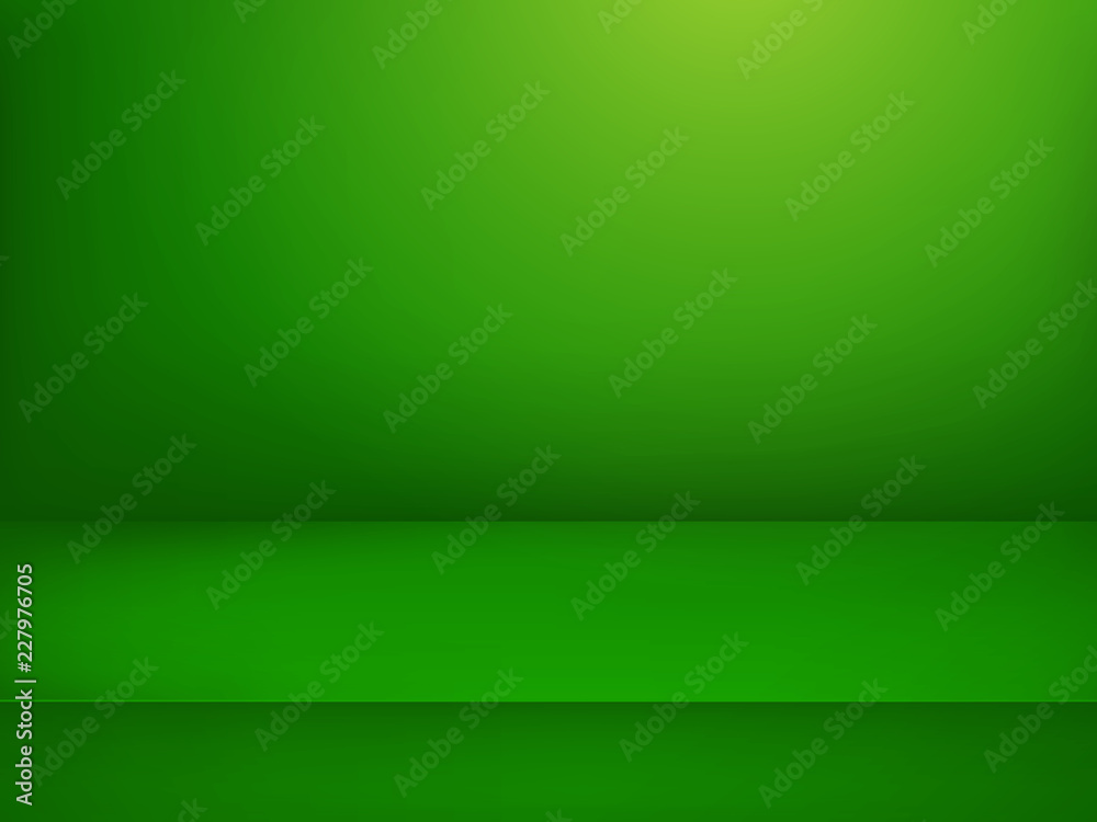 Green illuminated stage. Vector illustration. Advertising template