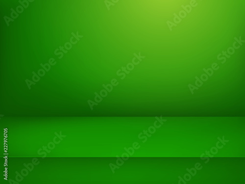 Green illuminated stage. Vector illustration. Advertising template