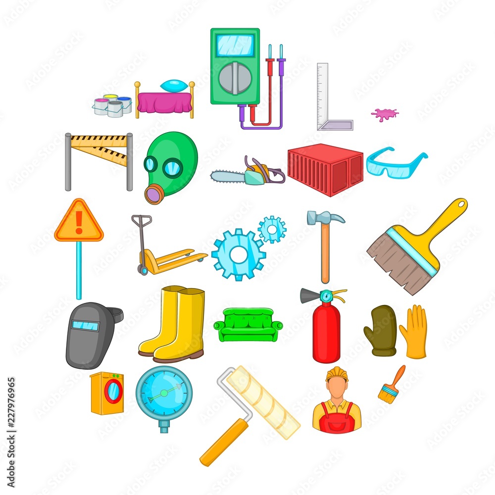 Own accommodation icons set. Cartoon set of 25 own accommodation vector icons for web isolated on white background Own accommodation icons set. Cartoon set of 25 own accommodation vector icons for web isolated on white background