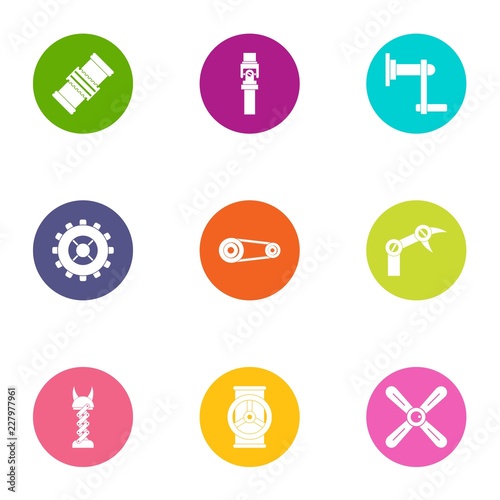 Mechanical lift icons set. Flat set of 9 mechanical lift vector icons for web isolated on white background