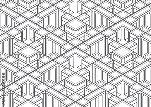 Technical Isometric Drawing .Cubes Pattern, isometric background, vector illustration