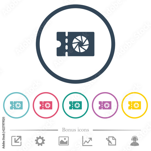 Photography shop discount coupon flat color icons in round outlines