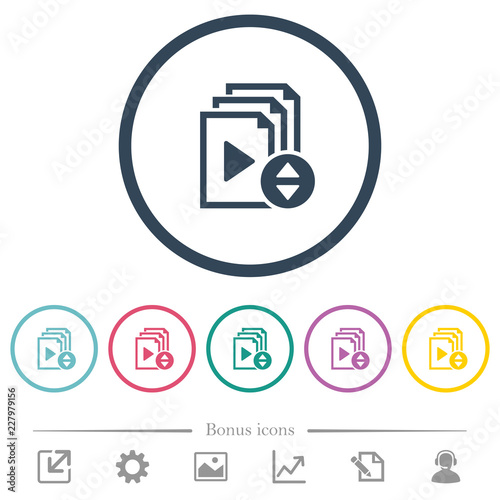 Select playlist item flat color icons in round outlines
