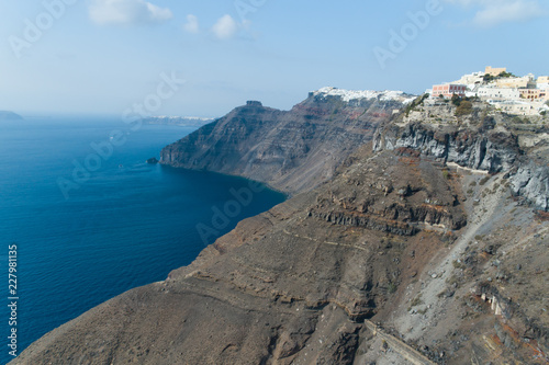 Aerial view of famous Greek resort Thira.