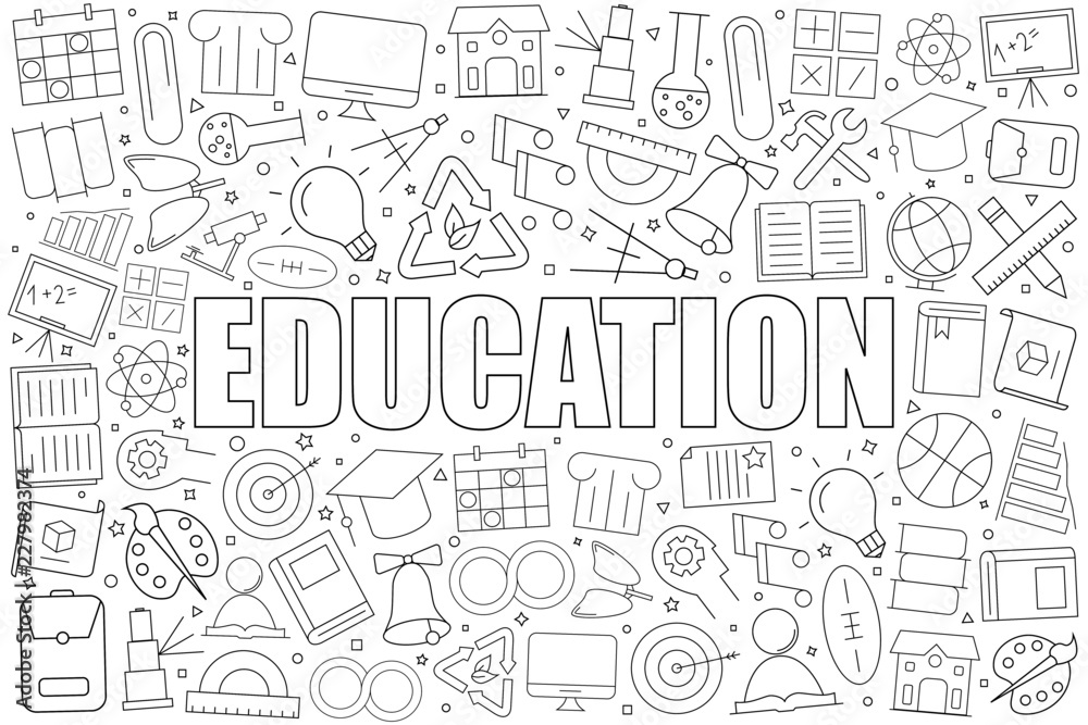 Education background from line icon. Linear vector pattern. Vector illustration