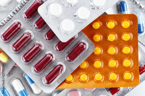 many blisters with tablets