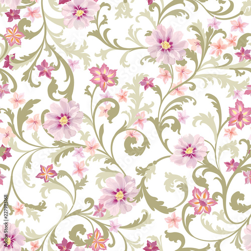 Floral seamless pattern. Flower background. Flourish garden texture