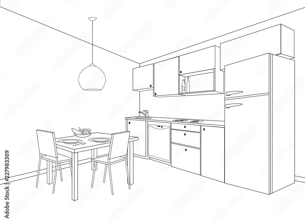 Kitchen Room Sketch Stock Illustrations – 5,973 Kitchen Room Sketch Stock  Illustrations, Vectors & Clipart - Dreamstime