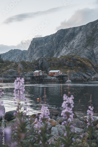 Red cabin by the sea in Norway