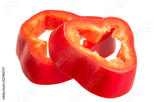 Red bell pepper slices c. annuum, paths photo