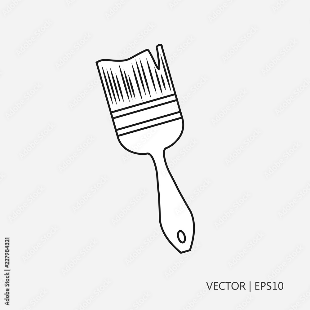 Vector illustration: Paintbrush for painting walls. Simple paint brush.  Drawings for children, coloring pages Stock Vector | Adobe Stock