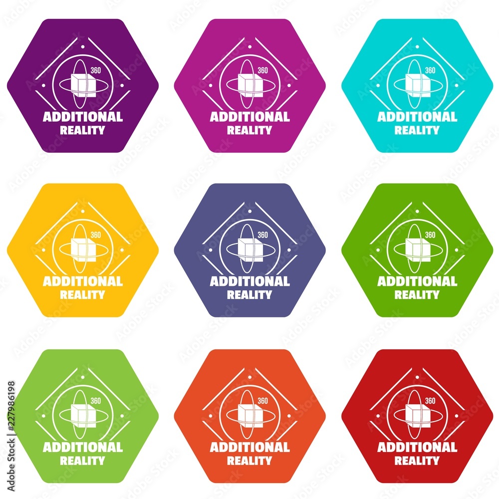 Additional reality icons 9 set coloful isolated on white for web Additional reality icons 9 set coloful isolated on white for web