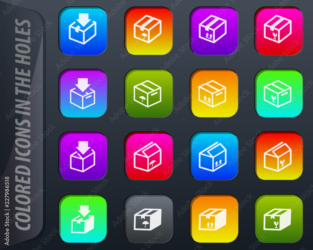 Simple icons set of box Simple icons set of box