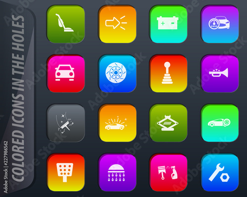 Car shop icons set