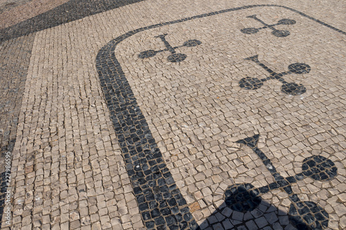 Street paved by cobblestones, design of a card