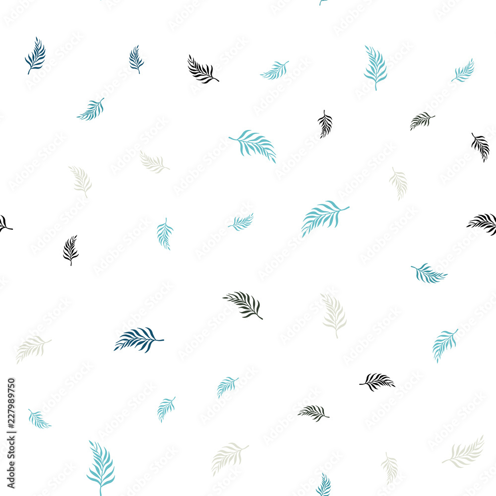 Light Blue, Yellow vector seamless abstract design with leaves.