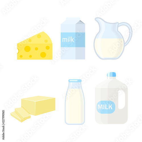 Dairy products vector illustration isolated on white background.