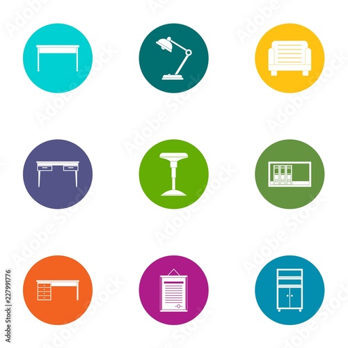 Desktop icons set. Flat set of 9 desktop vector icons for web isolated on white background