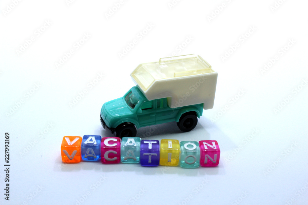 toy caravan with vacation word toy caravan with vacation word