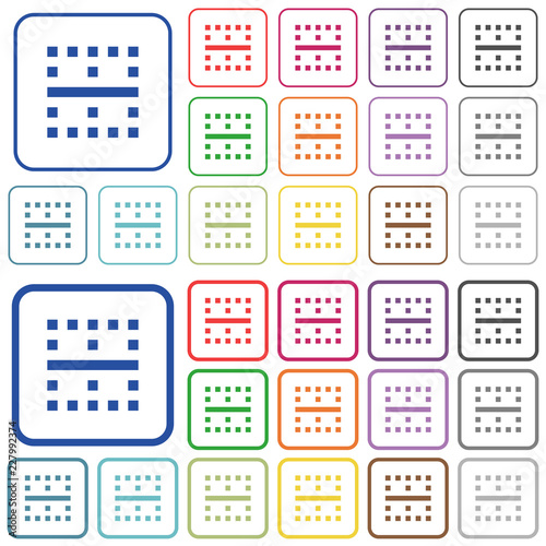 Horizontal border outlined flat color icons