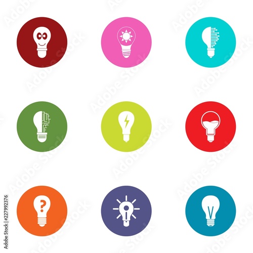 Spotlight icons set. Flat set of 9 spotlight vector icons for web isolated on white background