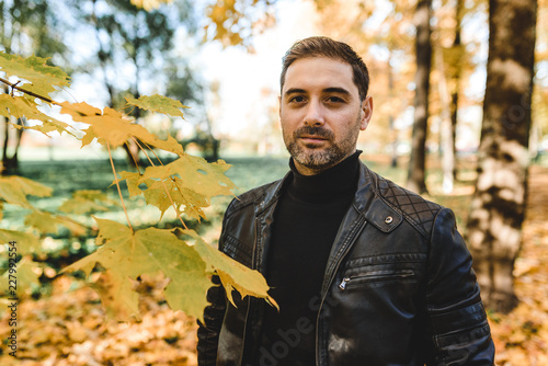man in autumn park