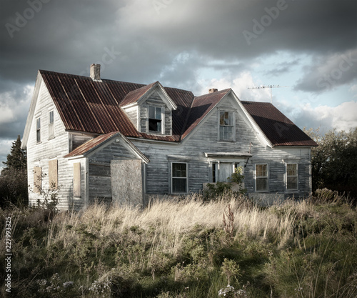 Creepy haunted bandoned house in rural Nova Scotia photo