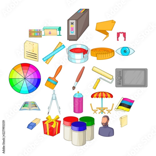 Artist icons set. Cartoon set of 25 artist vector icons for web isolated on white background