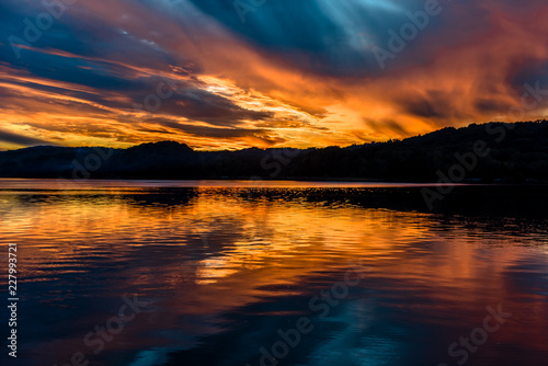 sunset over the lake