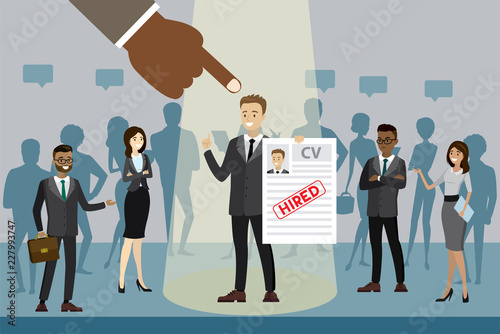 male with resume, human resource recruitment concept