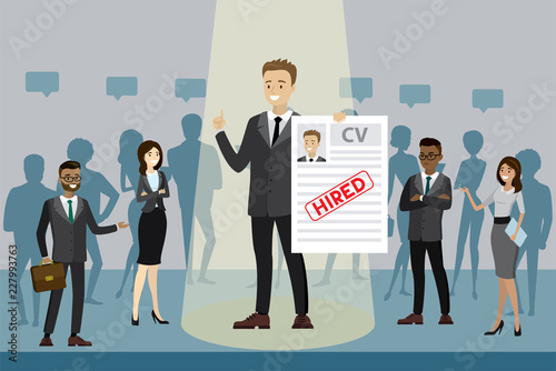 male with resume, human resource recruitment concept