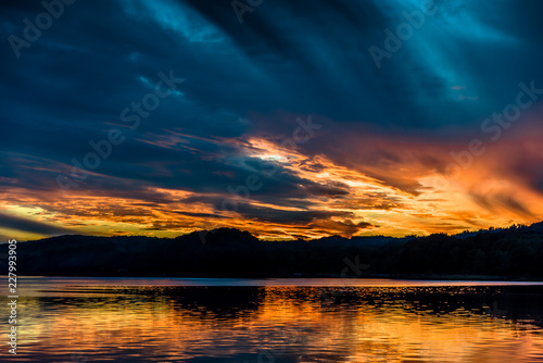 sunset over lake