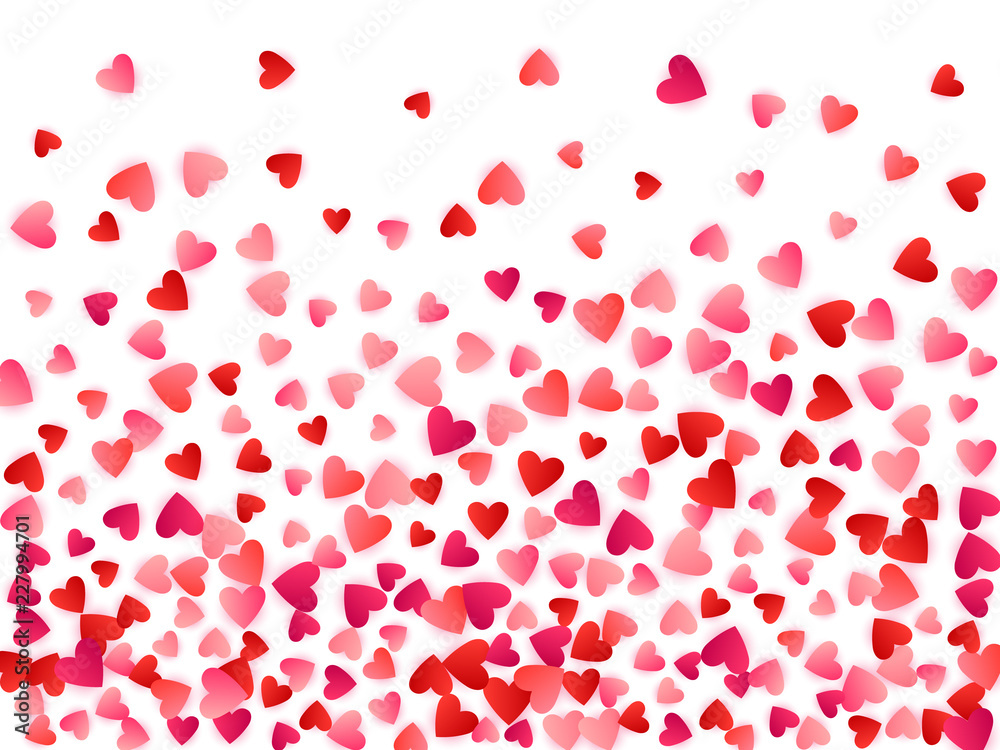 Red flying hearts bright love passion vector background.