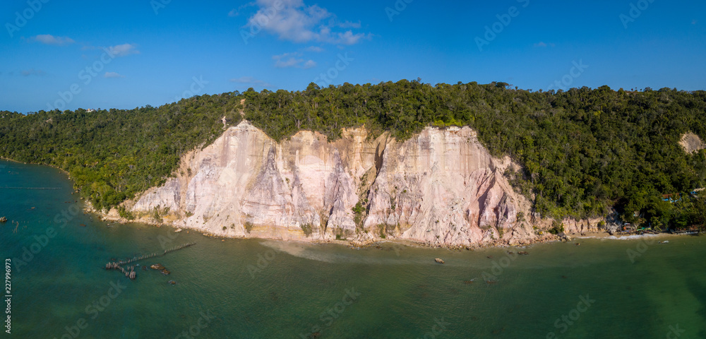 Air View of Clay Hill in Morro de Morro de Sao Paulo, island of Tinhare in the municipality of Cairu, Bahia, Brazil