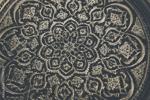 Detail of a handmade Iranian serving plate.