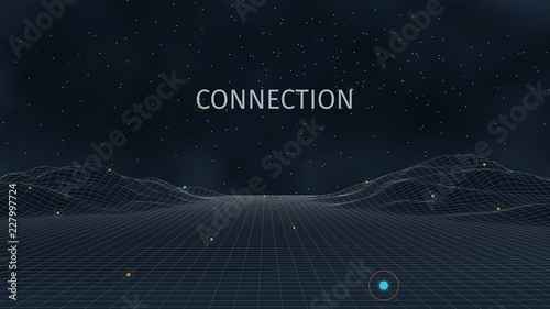 3d connection background. Wireframe topography landscape. Music equalizer concept. Blockchain and crypto currency technology background. Vector illustration photo