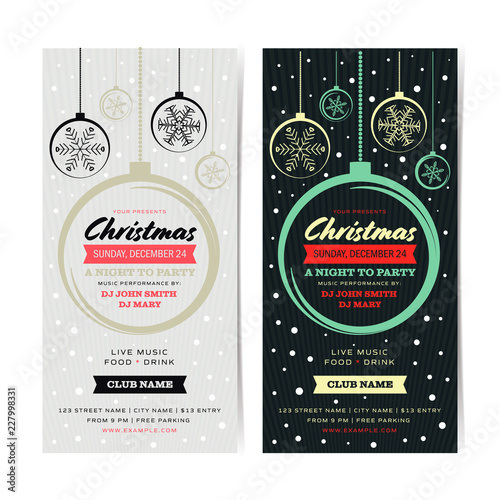 Holiday poster for new year christmas party celebration. Vector illustration.