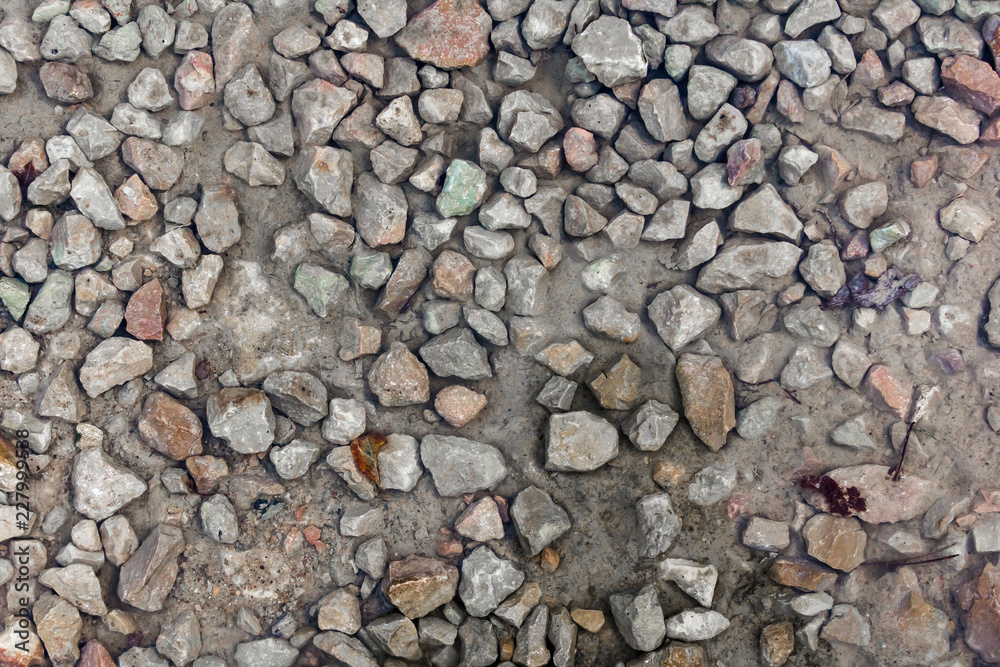 Close up wet stony soil in a fall Close up wet stony soil in a fall