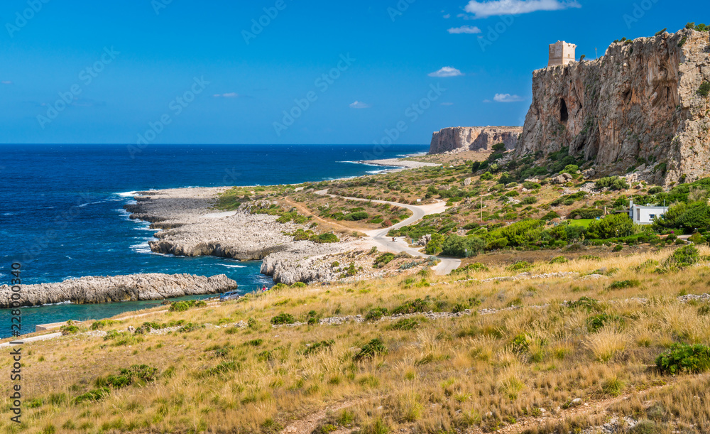 Beautiful sicilian coastline near Macari and San Vito Lo Capo. Province of Trapani, Sicily, southern Italy.