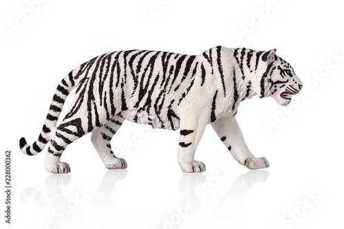 White bengal tiger toy. Isolated over white background