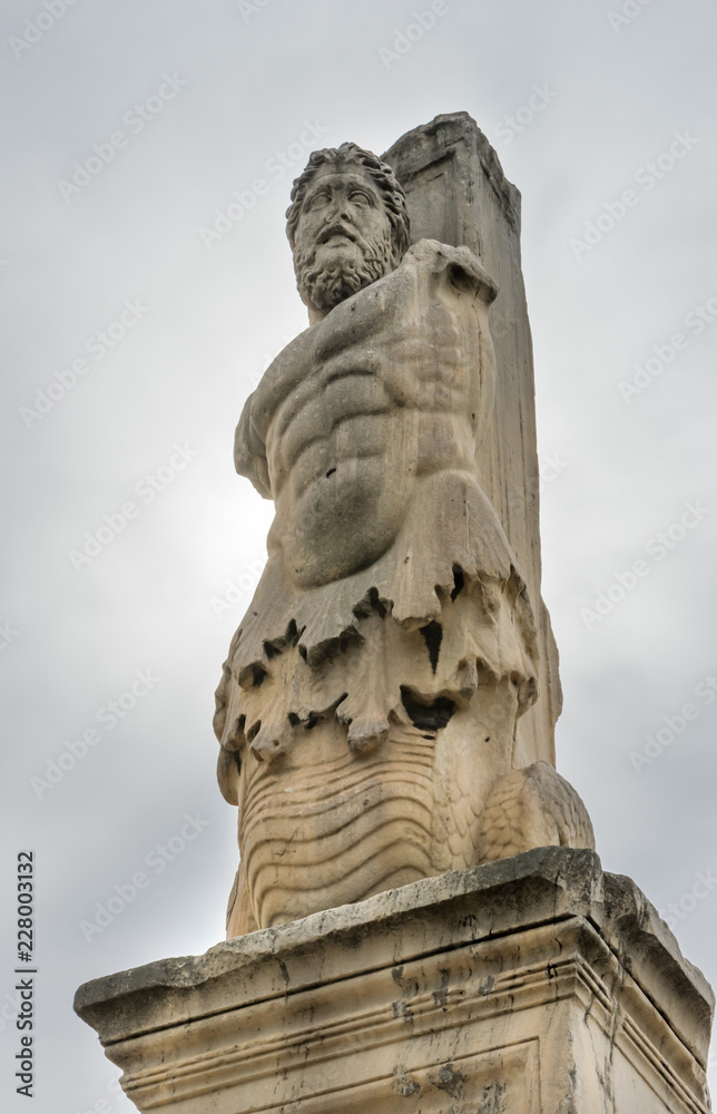 Triton Half Fish Man Odeon Agrippa Ancient Agora Athens Greece