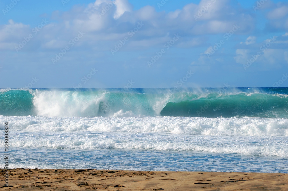 Breakers and Curls form Wave Action on Kauai