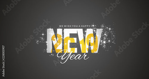 2019 inside New Year firework yellow black abstract background