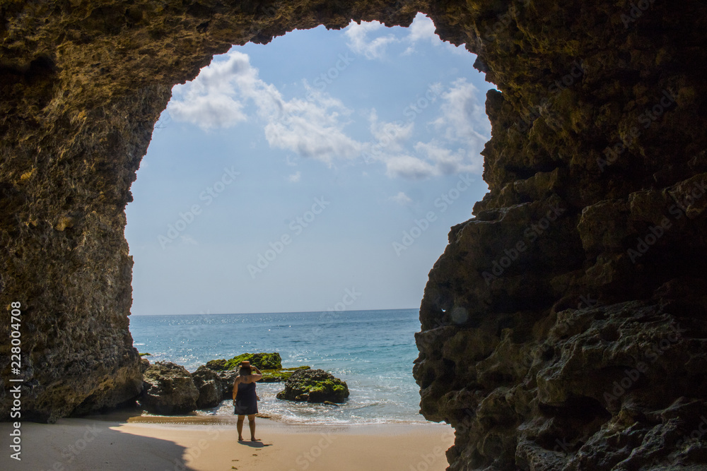 beautiful beach cave view