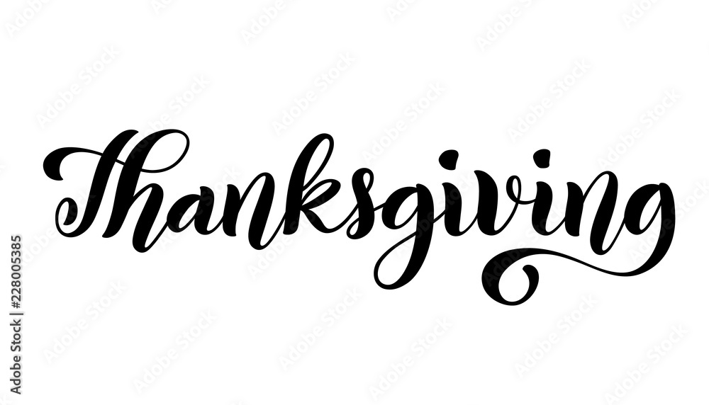 Happy Thanksgiving Day poster with hand drawn lettering. Vector.