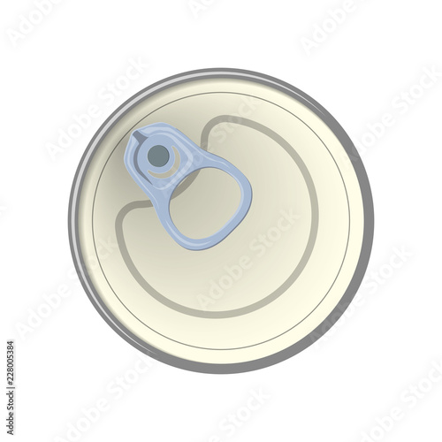Ring of the can to open of food. Element aluminum cans. Vector illustration. The view from the top. Isolated background